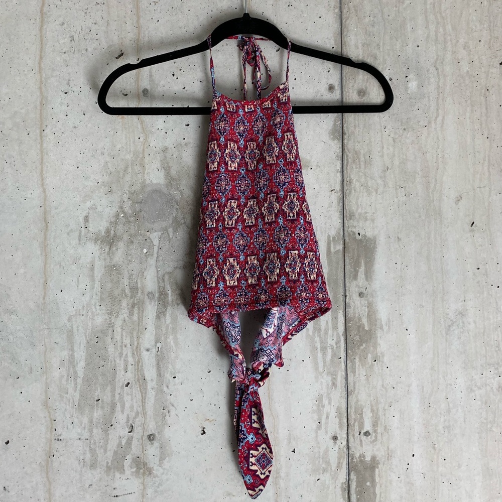 Red Yellow Printed Halter Top